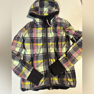 IVIVVA by LULULEMON girls size 6 zip up reversible plaid / black jacket in